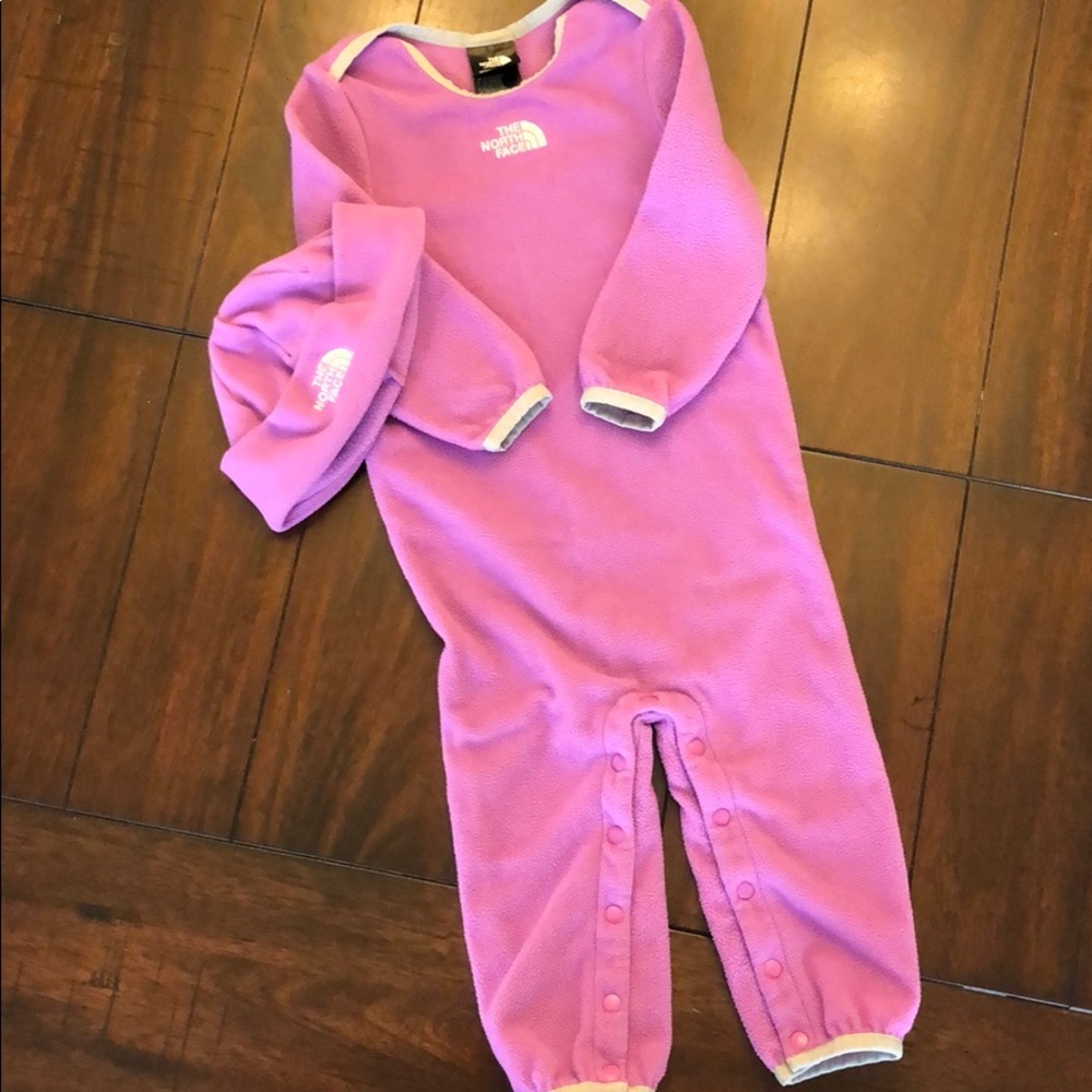 12-18month North Face one piece with matching hat